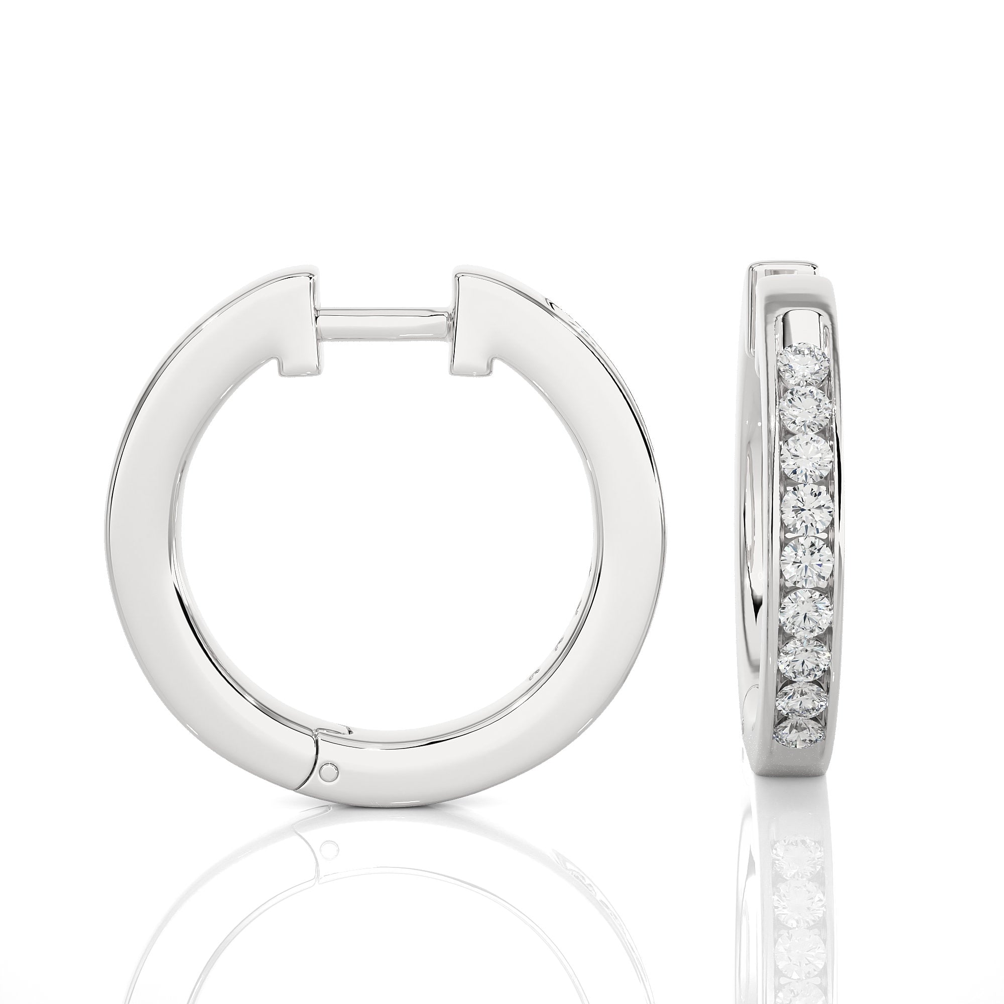 Hoop Earrings 14k Gold Round Diamond Channel Setting Huggie Hoop Earrings By Alikediamonds